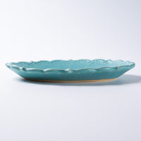 アトリエ野恵　ロココオーバル皿S（ブルーグリーン） アトリエ野恵 陶磁器作家もの