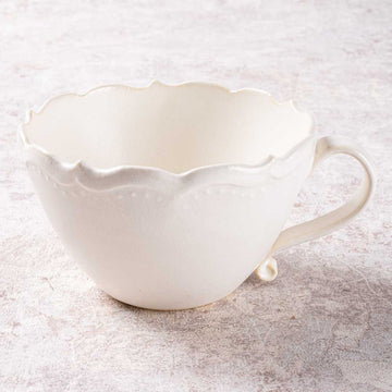 アトリエ野恵　ロココ丸マグカップ（ホワイト） アトリエ野恵 陶磁器作家もの