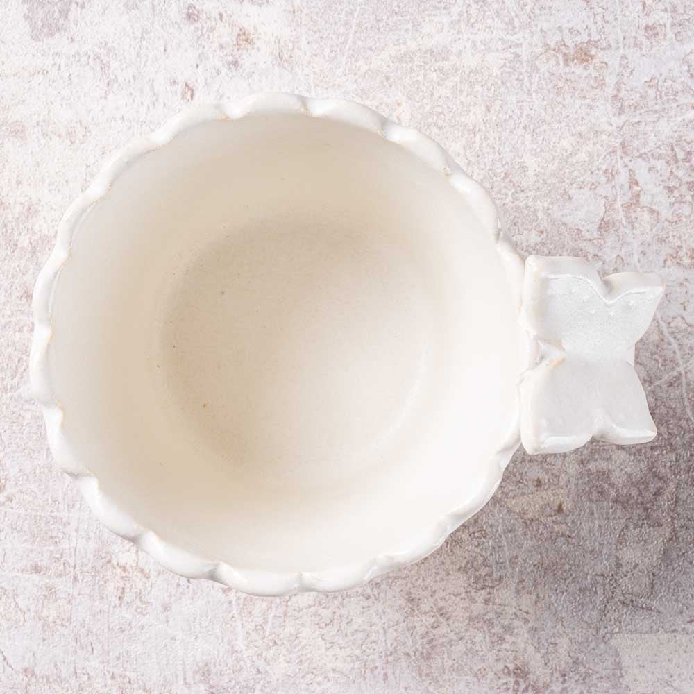 アトリエ野恵　蝶々しのぎマグカップ（ホワイト） アトリエ野恵 陶磁器作家もの