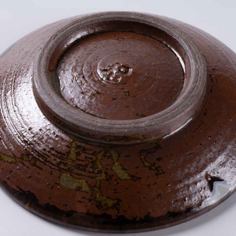 小代焼　小代本谷ちひろ窯　三彩豆皿　点打