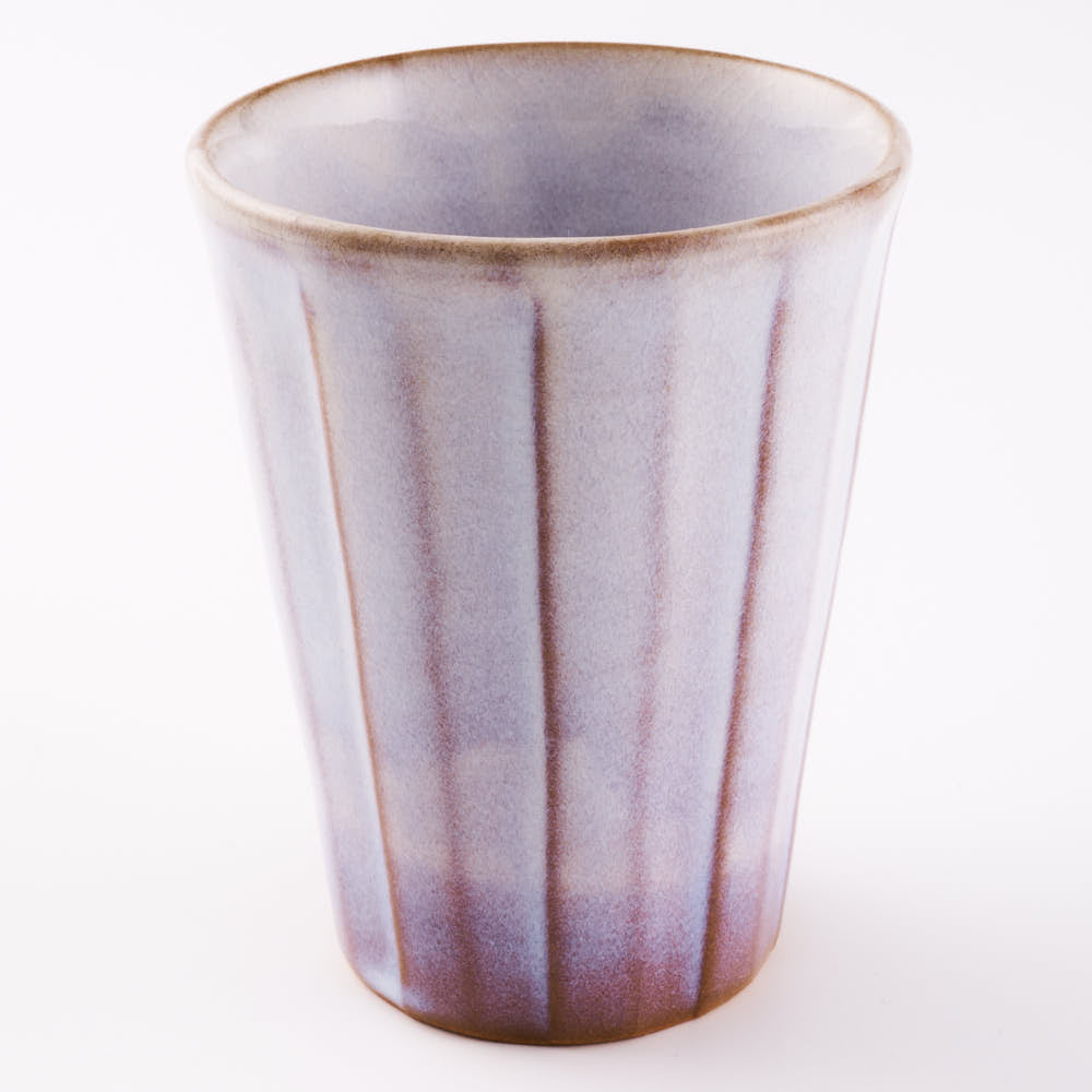 萩焼　松光山　しのぎフリーカップ(小)　粉引紫