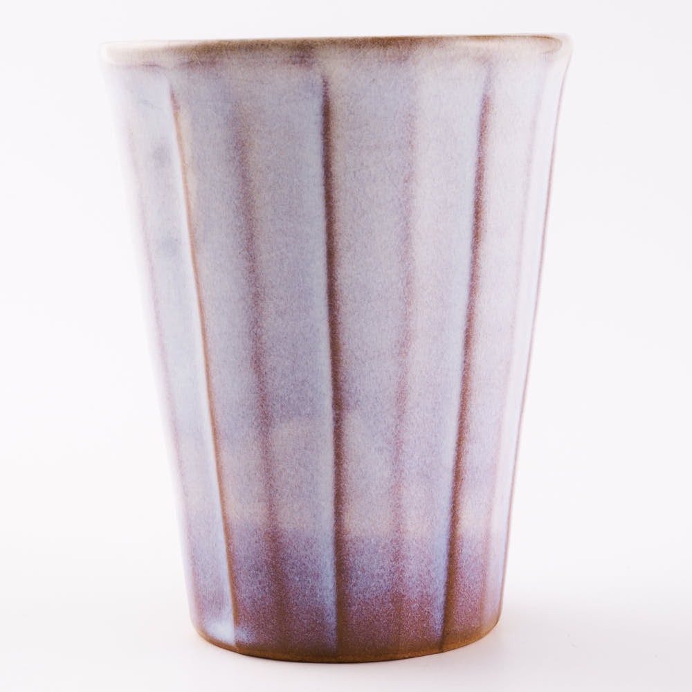 萩焼　松光山　しのぎフリーカップ(小)　粉引紫