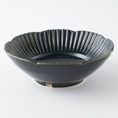 作家　水谷和音　しのぎ輪花　5寸鉢（瑠璃釉） 作家　水谷和音 陶磁器作家もの