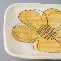 hapun pottery　変形プレート　フラワー　黄 hapun pottery 陶磁器作家もの