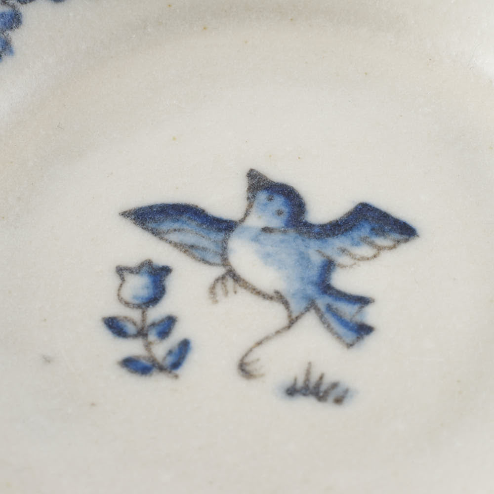 作家　中西申幸　鳥遊戯画　五弁豆皿