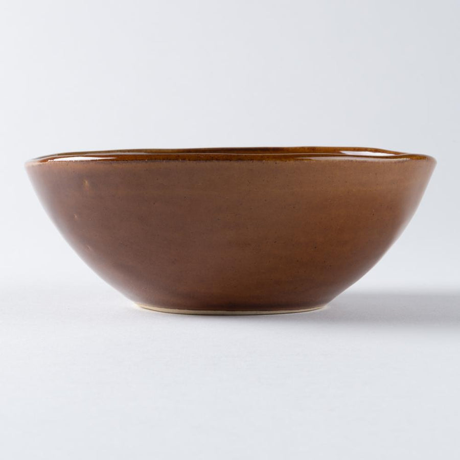 光泉窯 変形ボウル 小鉢(アメ)-K00380-萬古焼　光泉窯