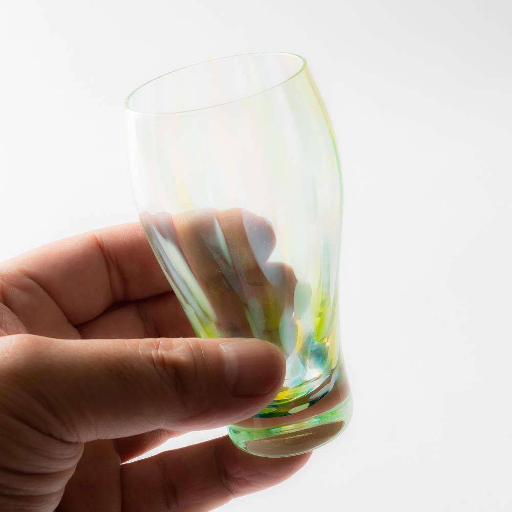 津軽びいどろ 枡酒杯 風の香 若草-津軽びいどろ