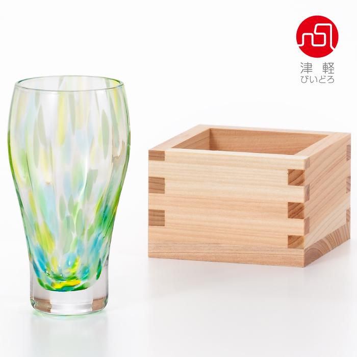 津軽びいどろ 枡酒杯 風の香 若草-F-71964-津軽びいどろ