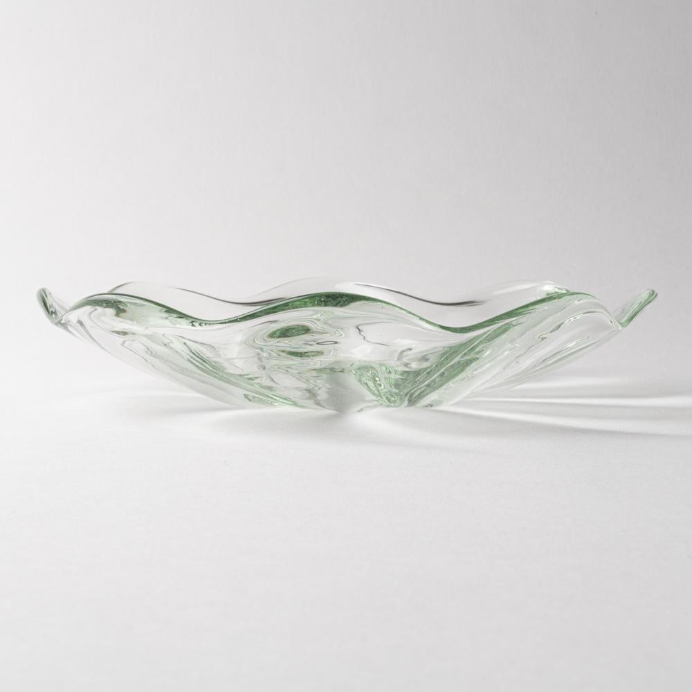 琉球ガラス工房　glass32　うず皿(クリア)-K00347-琉球ガラス工房glass32