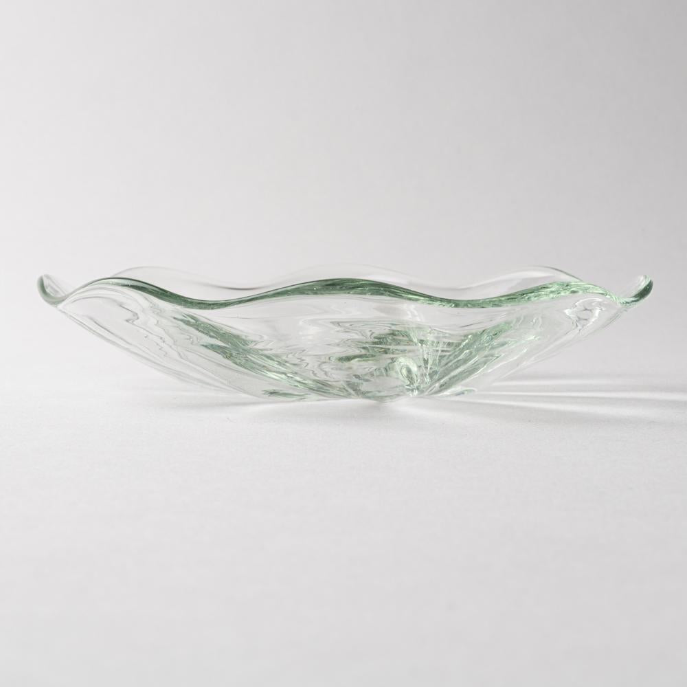 琉球ガラス工房　glass32　うず小皿(クリア)-K00348-琉球ガラス工房glass32