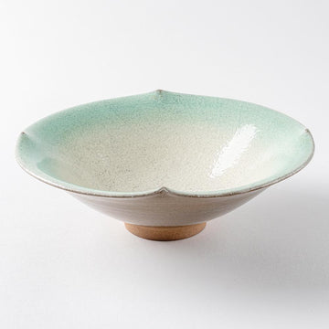 雅峰窯　花形鉢(ターコイズブルー)-K00107-丹波焼　雅峰窯