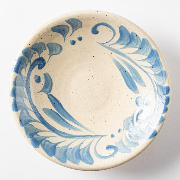 大嶺實清 青いドット 水玉 デザイン 7寸鉢 大嶺工房三つ足付き染付皿