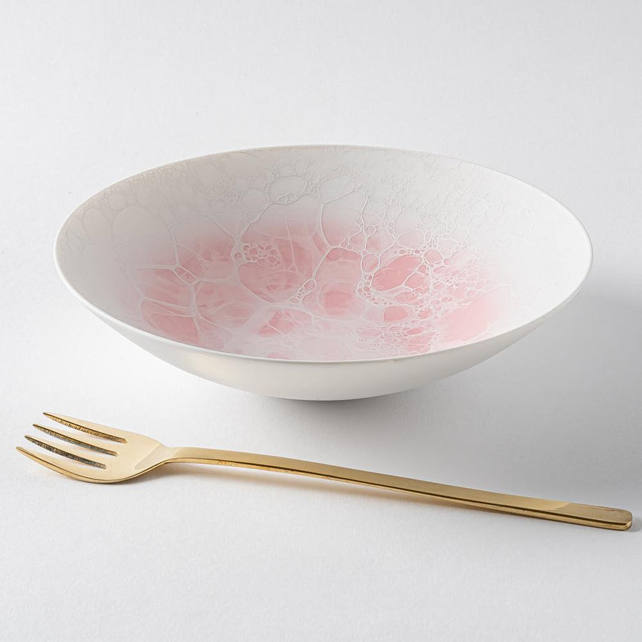 有田焼　やま平窯　泡 ボウル 18㎝ ピンク-有田焼　やま平窯