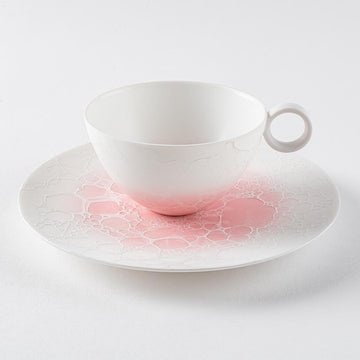 有田焼　やま平窯　泡 エッグシェル コーヒーC/S Pink-K00085-有田焼　やま平窯