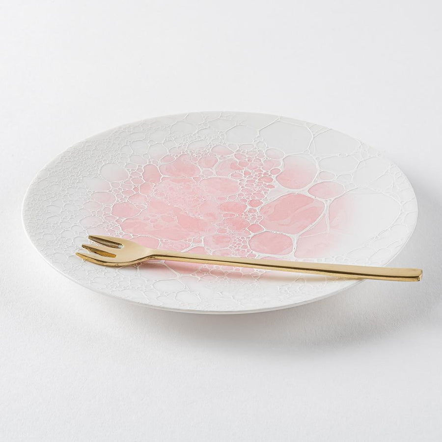 有田焼　やま平窯　泡 ラウンドプレート 16.5㎝ ピンク-有田焼　やま平窯