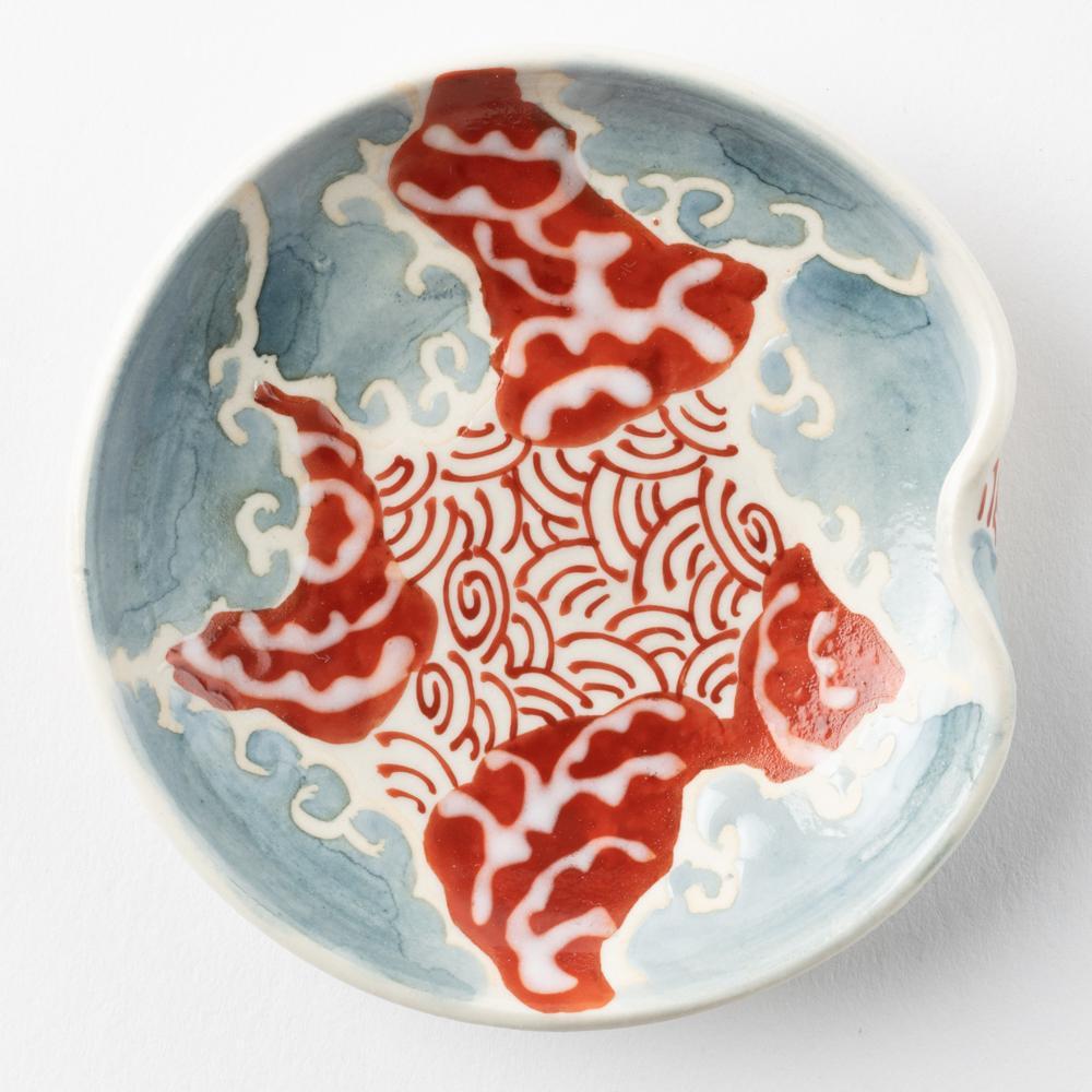 作家　大場紀穂子　雲柄豆皿兼箸置き-I00356-作家　大場紀穂子